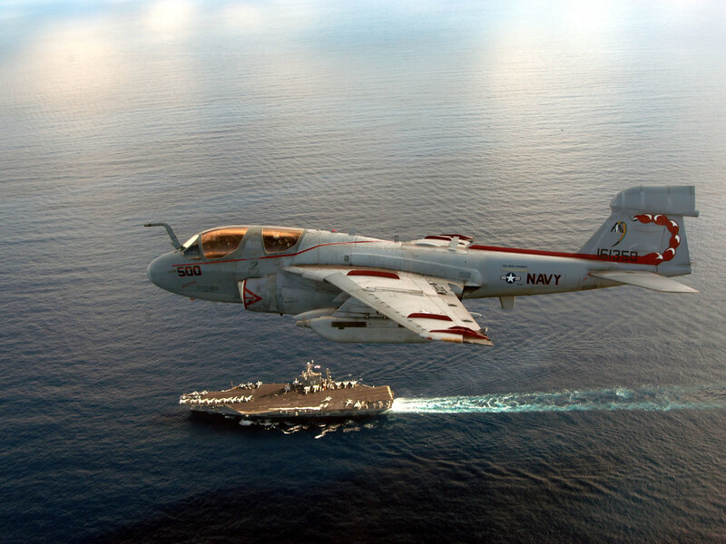 Aircraft near aircraft carrier