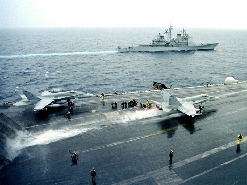 Aircraft on an aircraft carrier