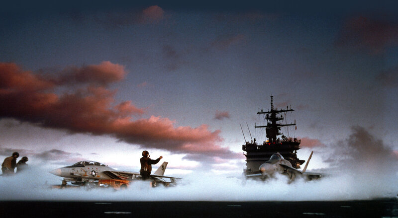 Aircraft on an aircraft carrier