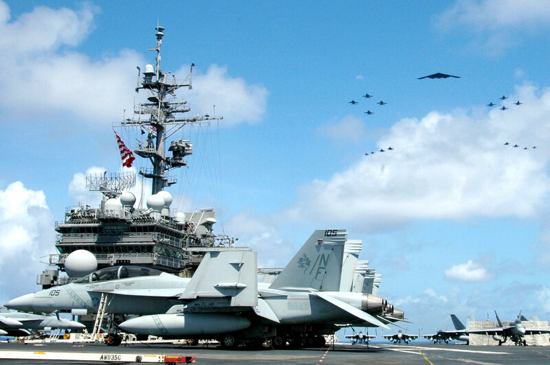 Aircraft on an aircraft carrier