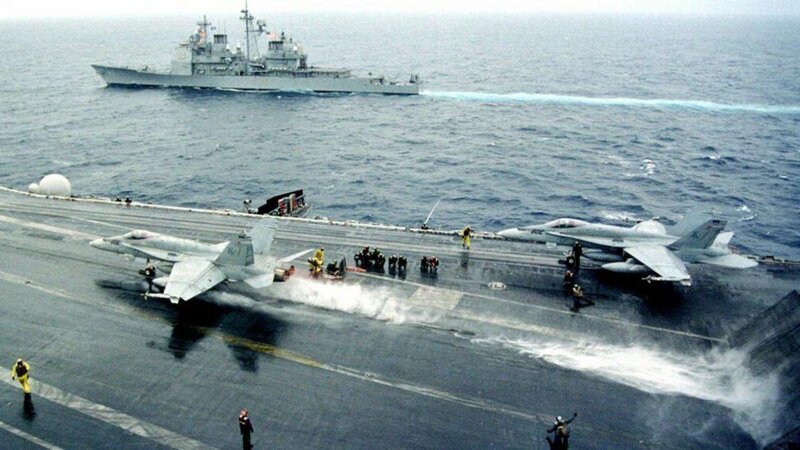 Aircraft on an aircraft carrier