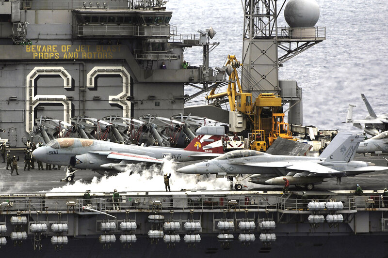 Aircraft on an aircraft carrier