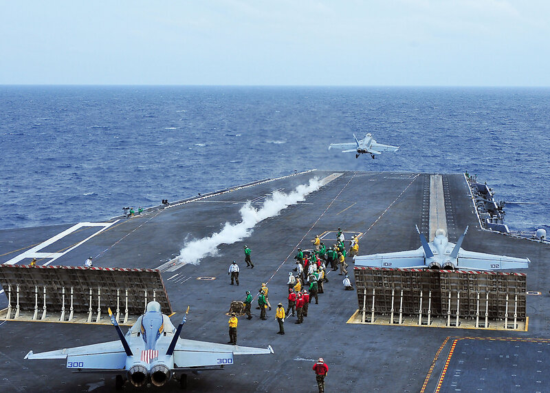 Aircraft on an aircraft carrier