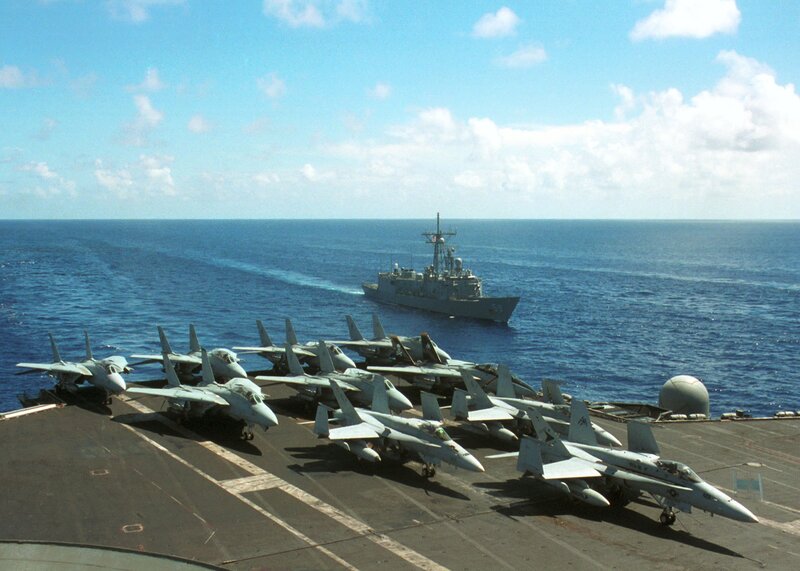 Aircraft on an aircraft carrier deck