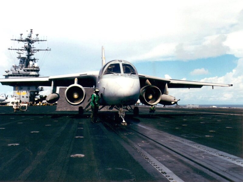 Aircraft on an aircraft carrier deck