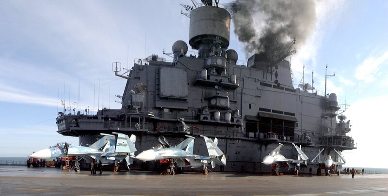 Aircraft on an aircraft carrier deck