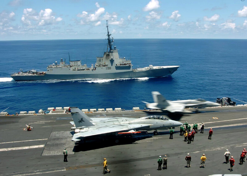 Aircraft on an aircraft carrier deck