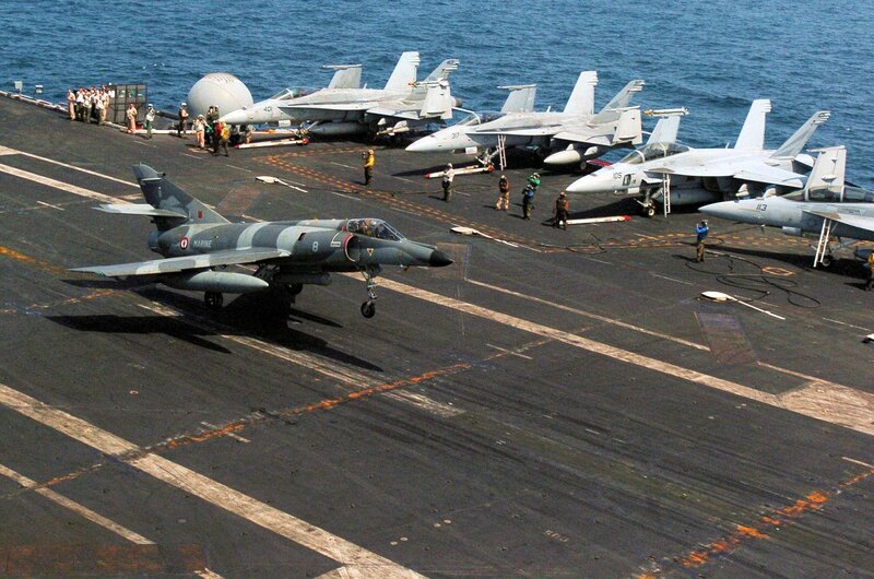 Aircraft on an aircraft carrier deck