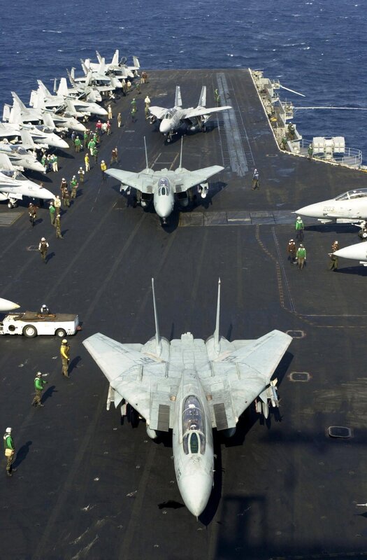Aircraft on an aircraft carrier deck