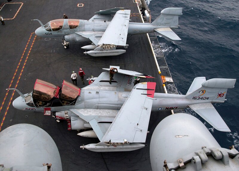 Aircraft on an aircraft carrier deck