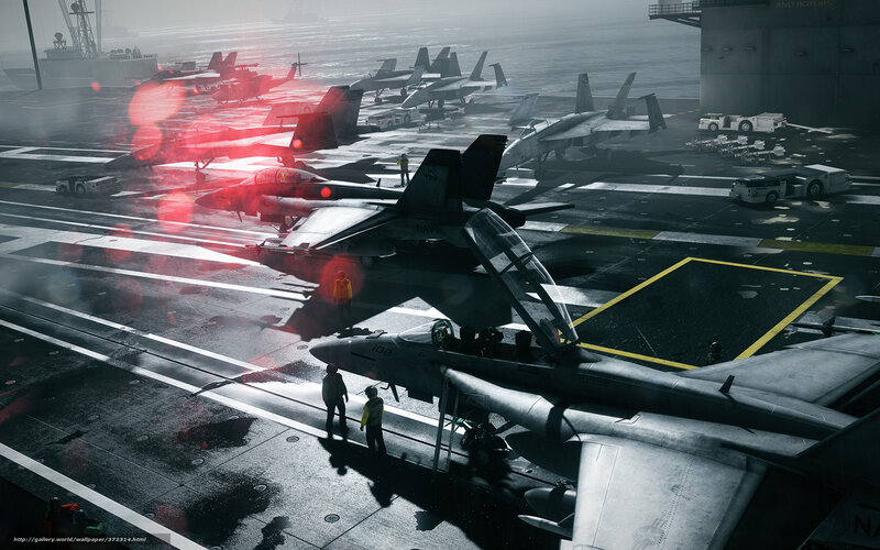 Aircraft on an aircraft carrier