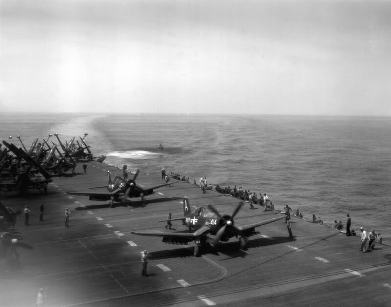 Aircraft on Carrier Deck — Black, Dramatic