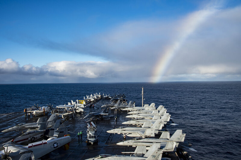 Aircraft on Carrier Deck — Blue