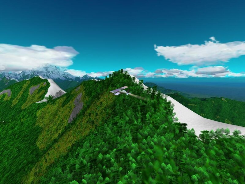 Aircraft over mountainous landscape