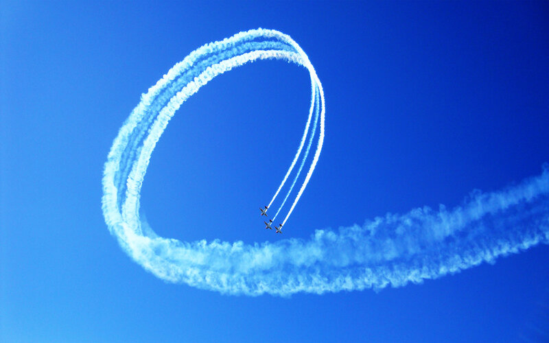 Aircraft performing aerial loop