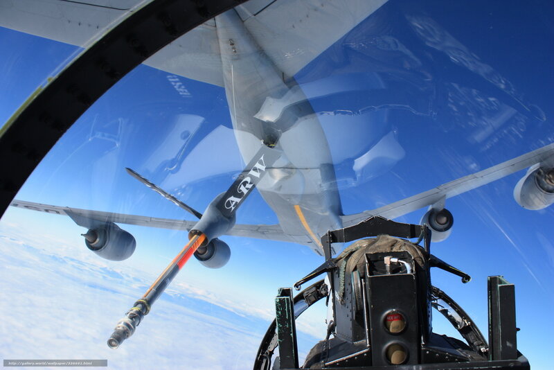 Aircraft Refueling in Flight — Blue, Dramatic