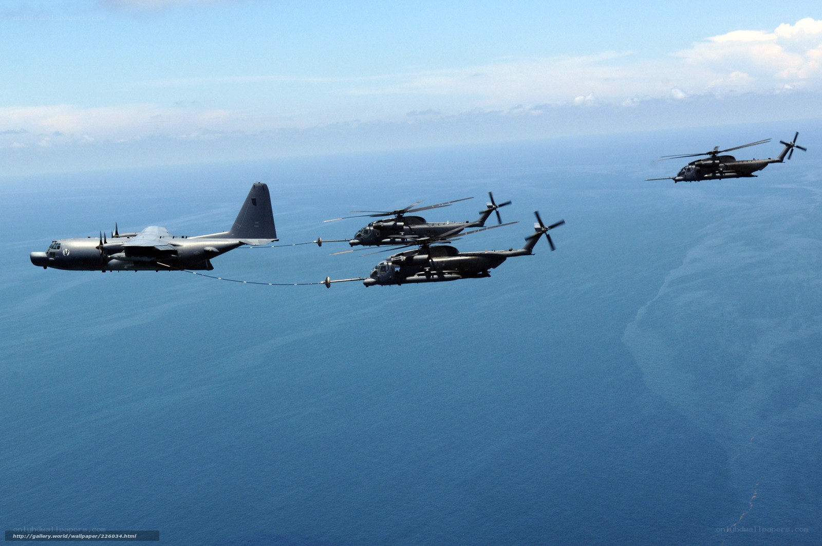 Aircraft refueling over ocean