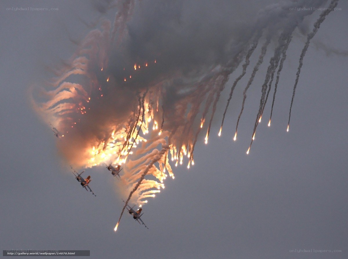 Aircraft releasing flares