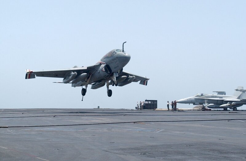 Aircraft taking off from aircraft carrier