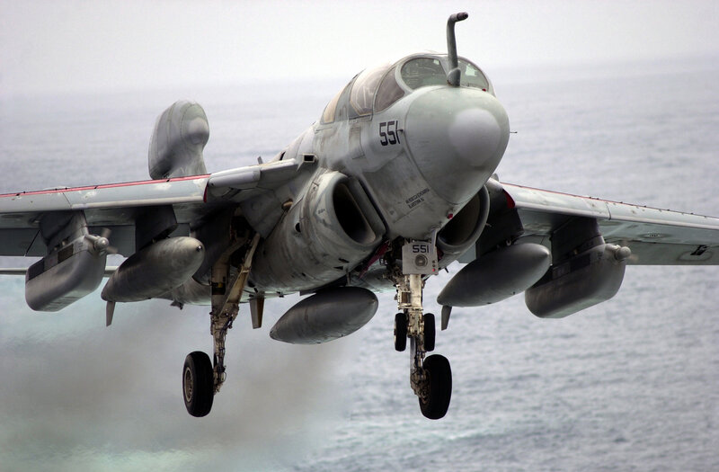 Aircraft taking off from aircraft carrier