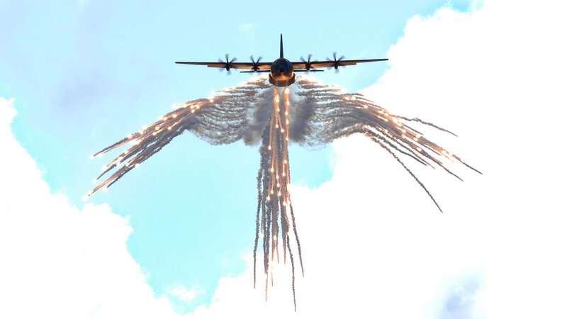 Aircraft with Flares — Blue