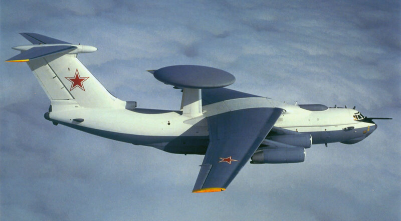 Aircraft with radar dome in flight