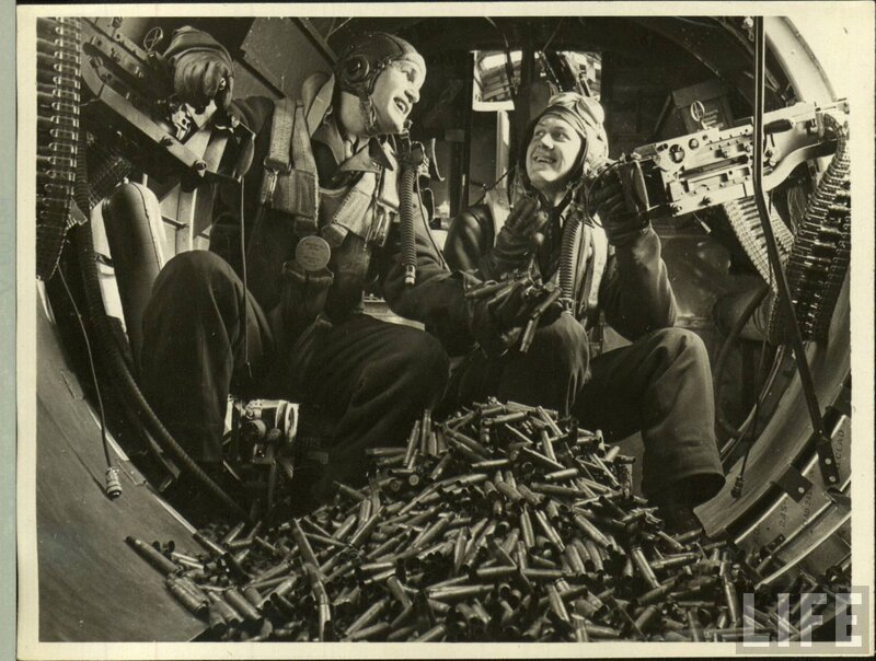 Aircrew in bomber turret