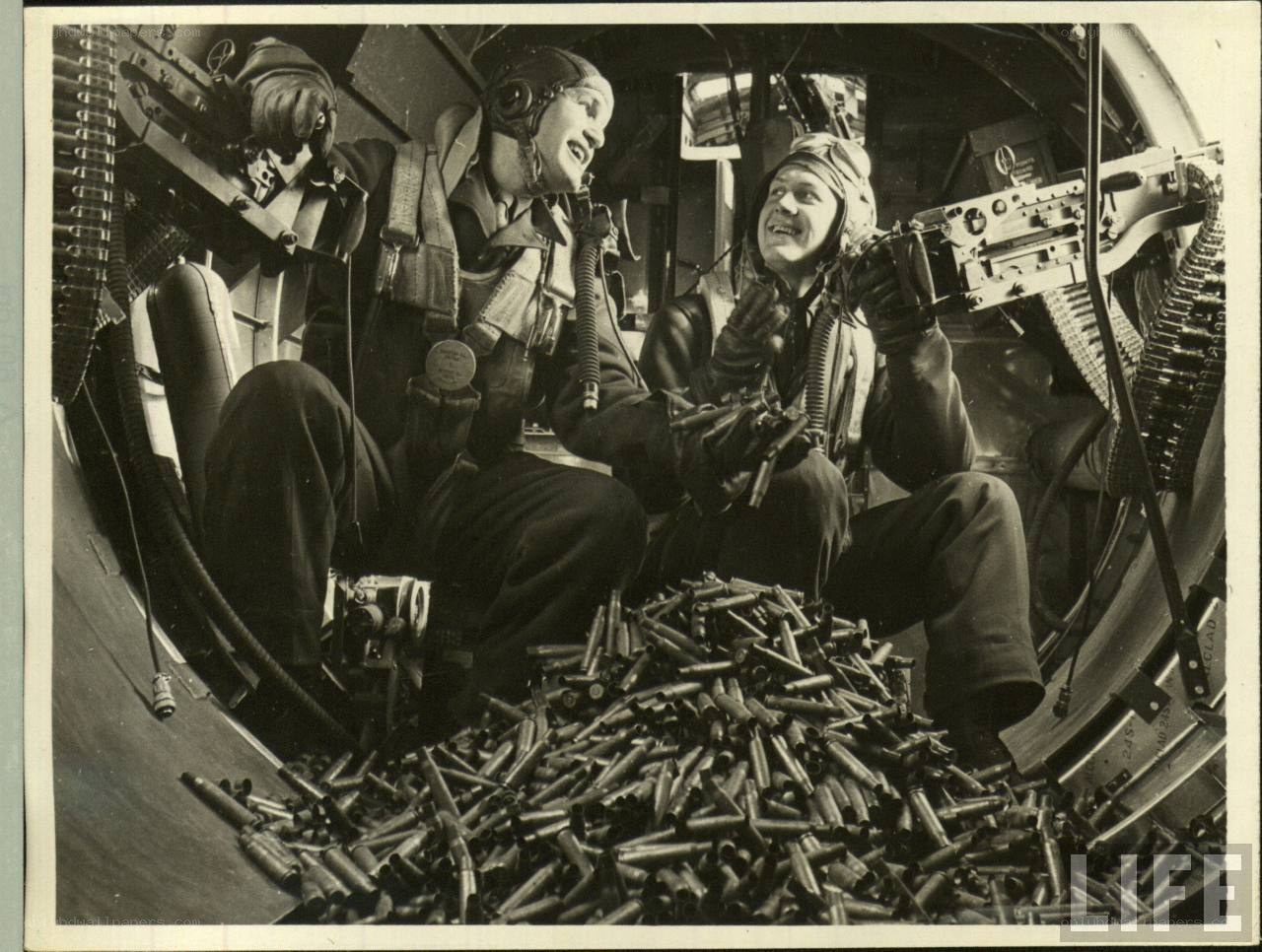 Aircrew in bomber turret