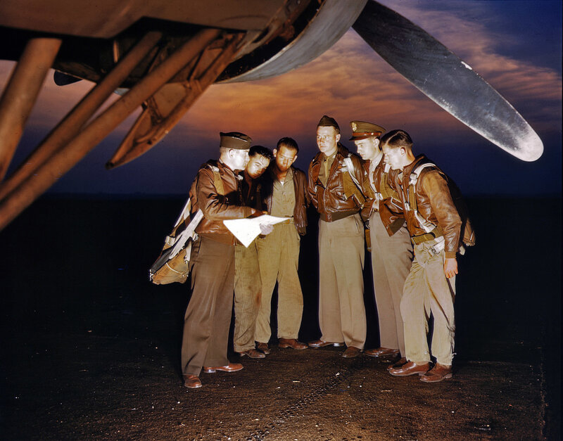 Aircrew preparing for mission