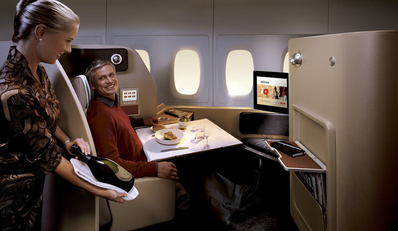 Airline cabin service scene