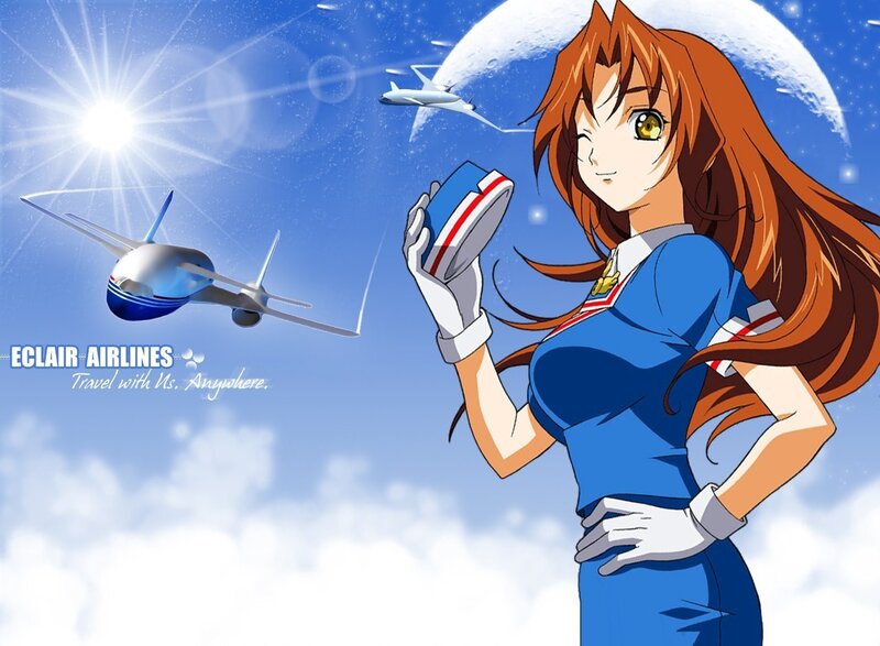 airline flight attendant anime art