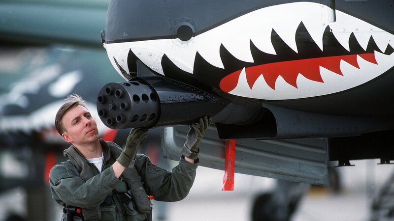 Airman with aircraft cannon