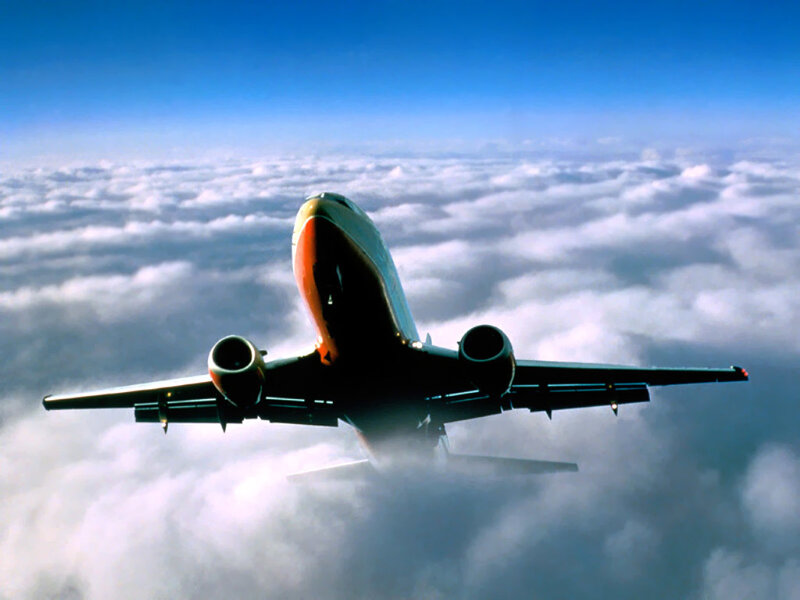 Airplane Above Clouds — Blue, Serene, Photograph, Sky