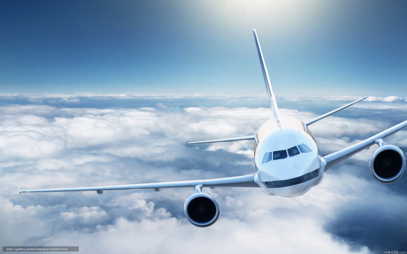 Airplane Above Clouds — Blue, Serene