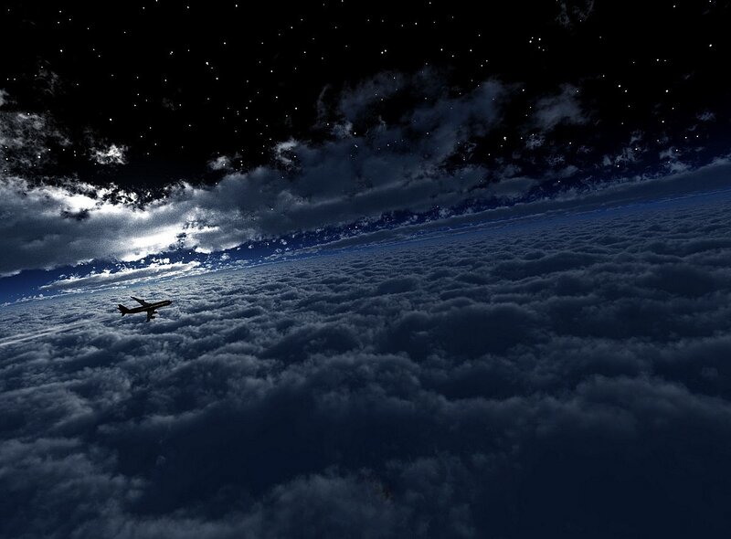Airplane Above Clouds