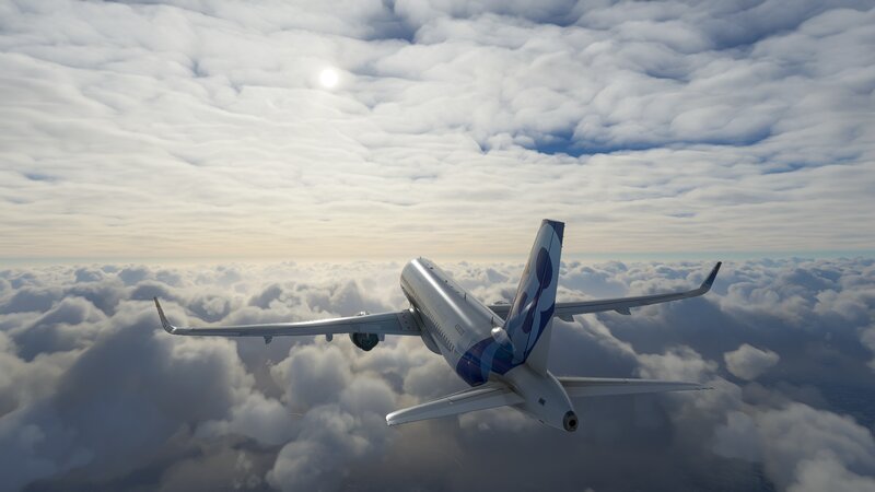Airplane Above Clouds — White