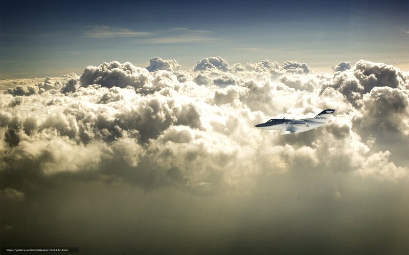 Airplane above the clouds