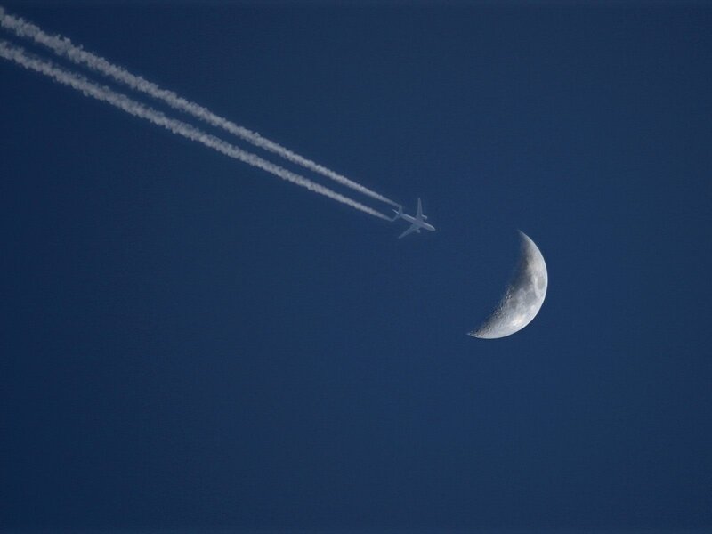 Airplane and Moon
