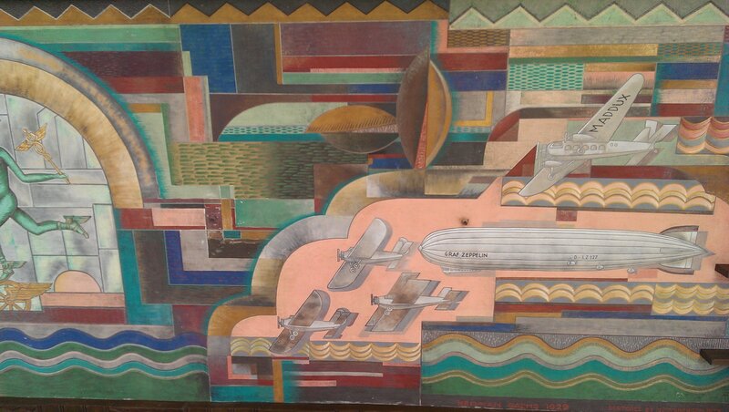 Airplane and Zeppelin Mural
