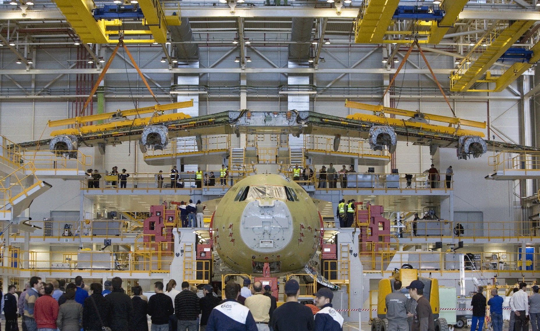 Airplane assembly in factory