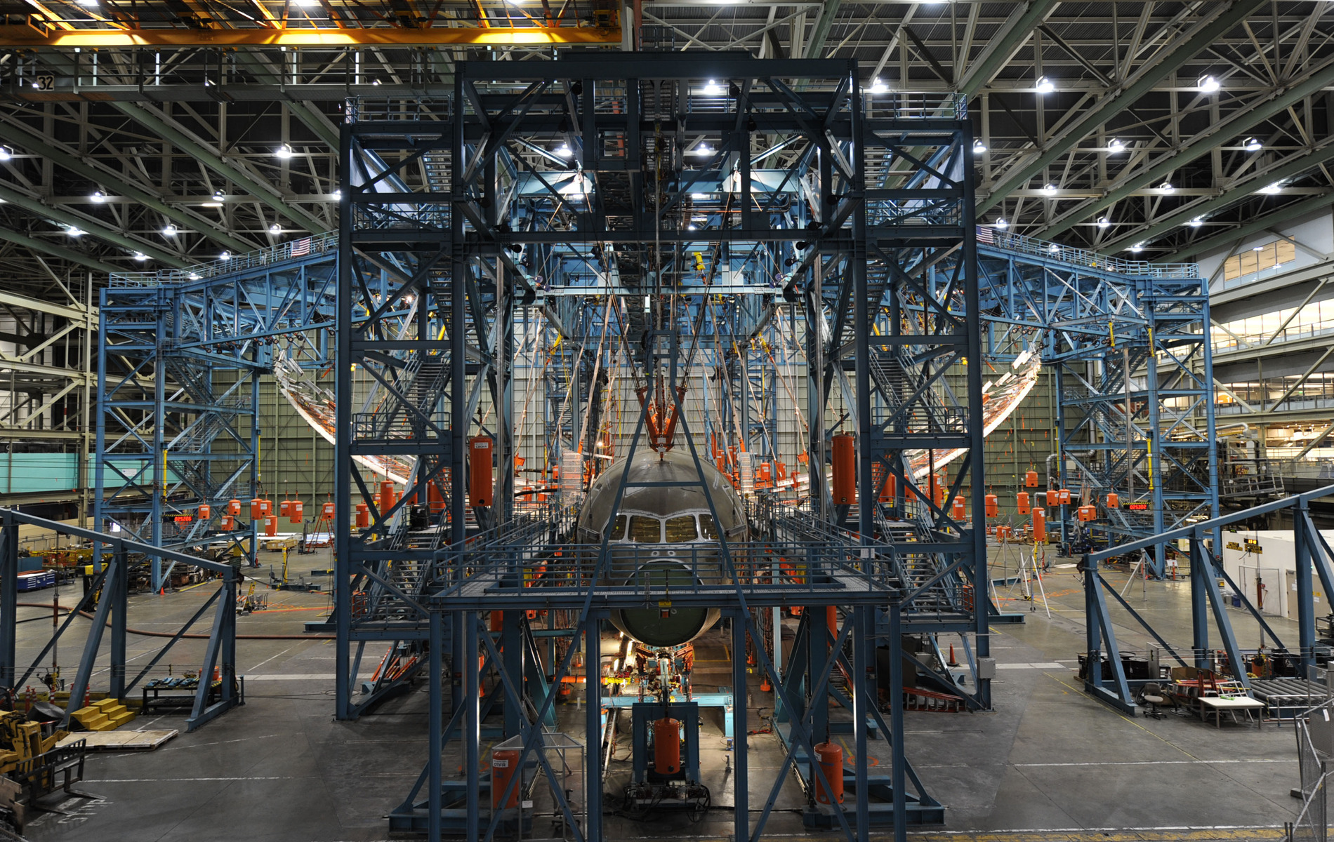 Airplane assembly in factory