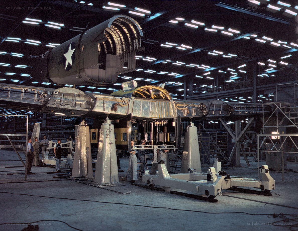 Airplane assembly in factory
