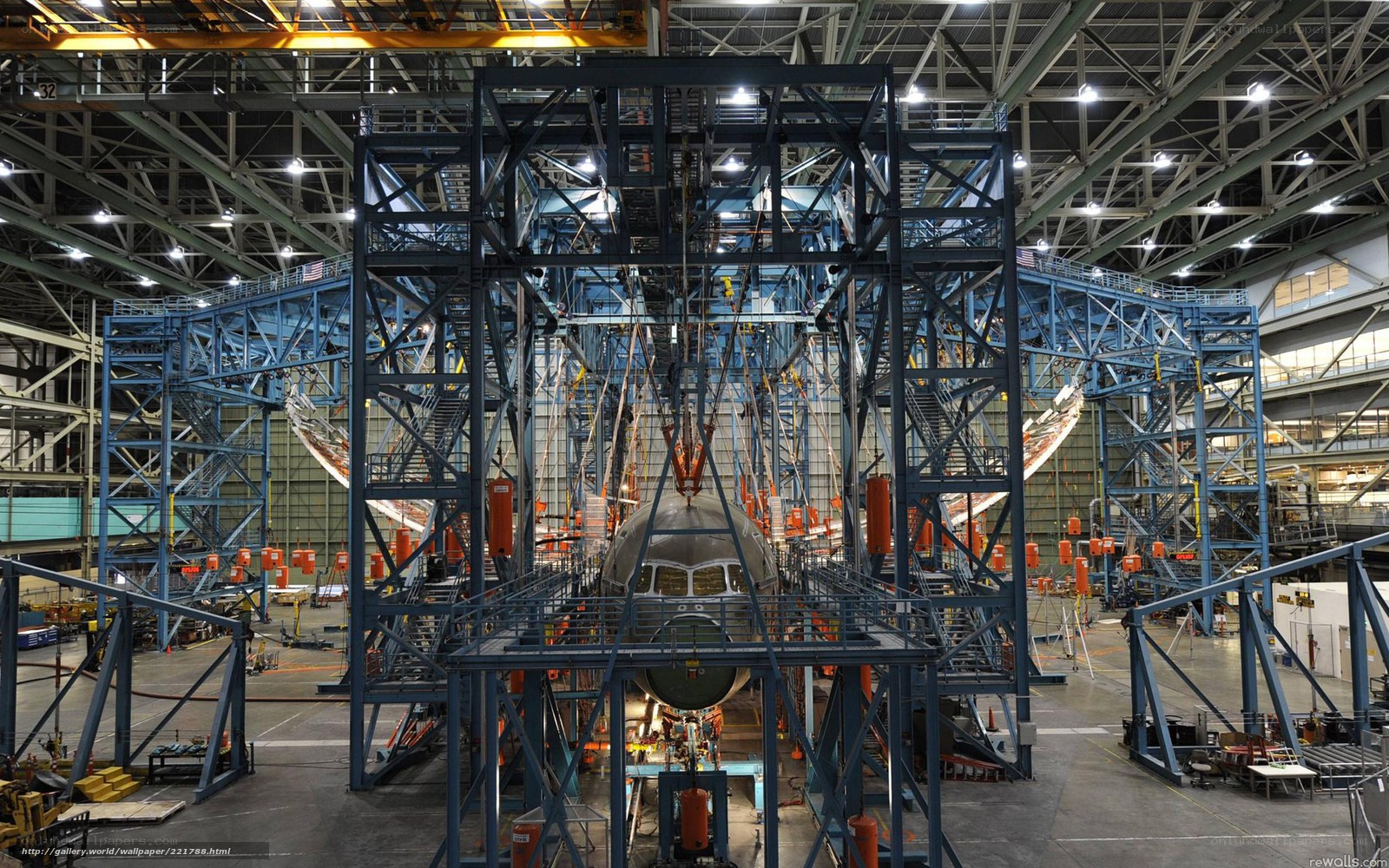 Airplane assembly in factory