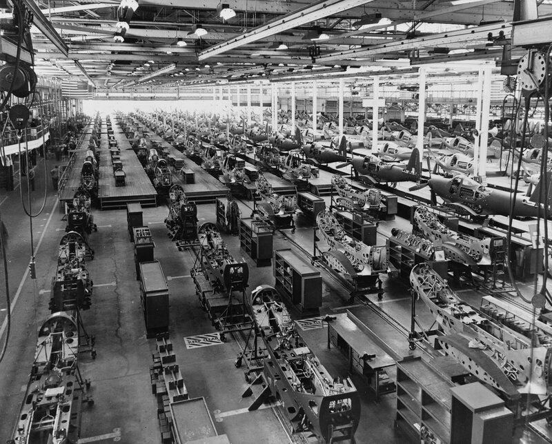 Airplane assembly line factory