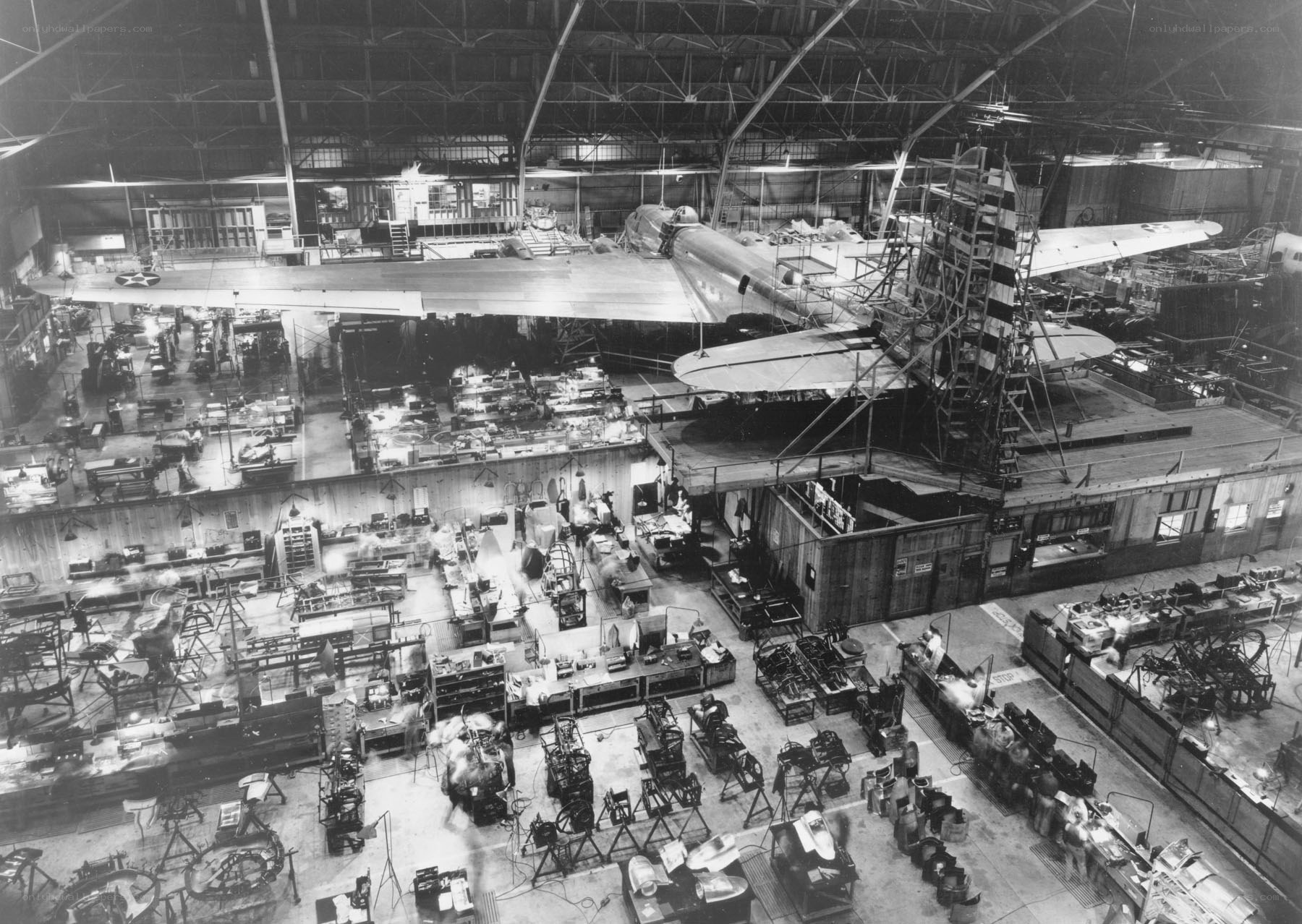 Airplane assembly line factory