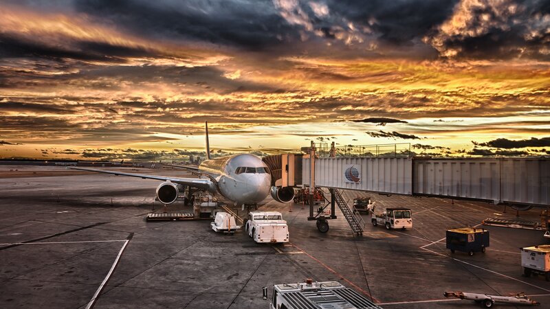 Airplane at airport gate