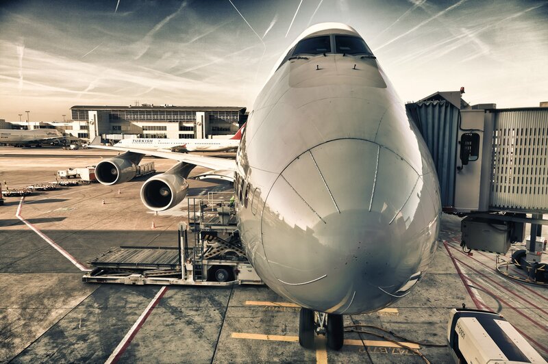 Airplane at airport gate