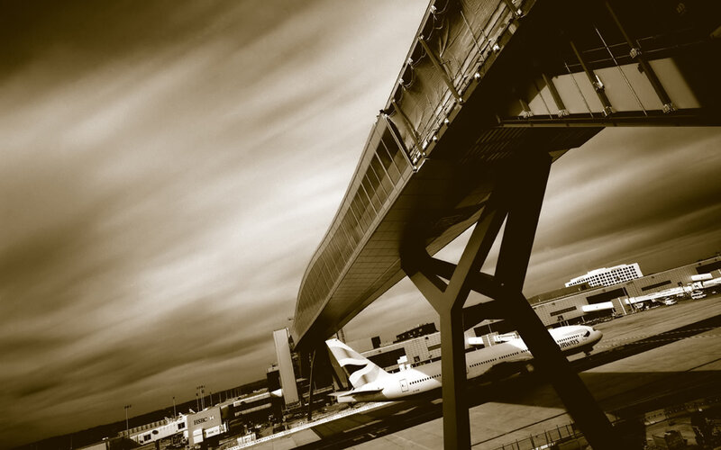 Airplane at Airport Gate — Brown
