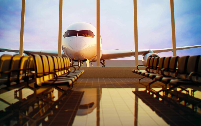 Airplane at Airport Gate — White, Serene