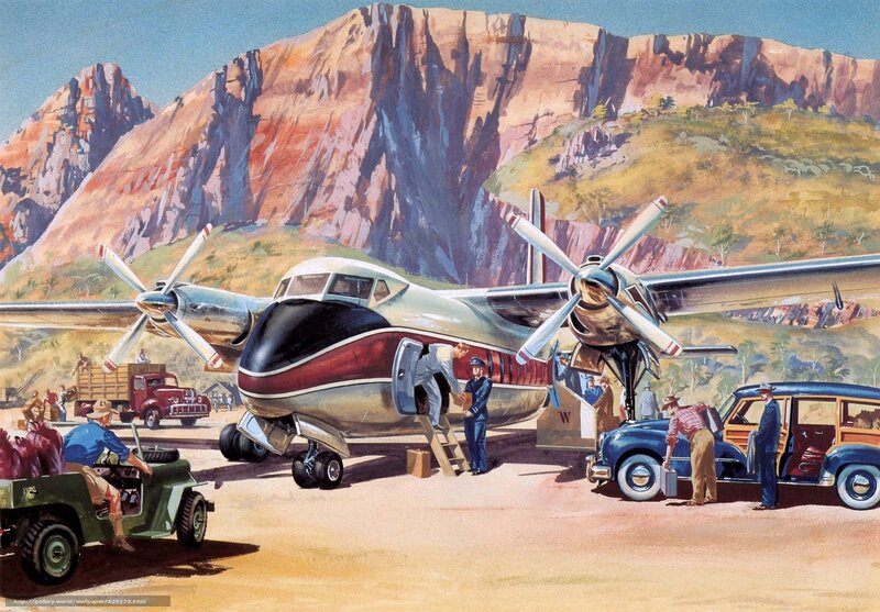 Airplane at mountain airstrip